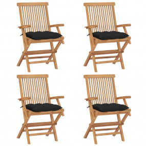 Patio Chair Set of 4 Teak wood color
