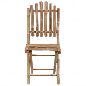 Patio Dining Set Set of 4 Natural bamboo, Green cushion