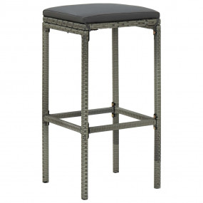 Garden Bar Set Grey PE rattan Medium Footrest Garden Ba...