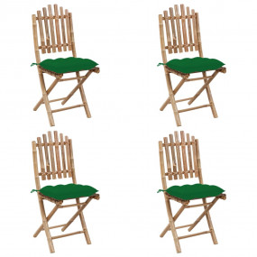 Patio Dining Set Set of 4 Brown, Green Bamboo, Polyeste...
