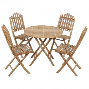 Patio Dining Set Set of 4 Natural Bamboo Bamboo and 100...