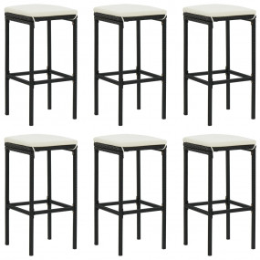 Garden Bar Set Black PE rattan, powder-coated steel 7 P...