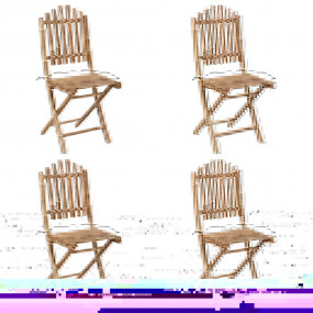 Patio Dining Set Set of 4 Wine Red Cushion, Natural Bam...