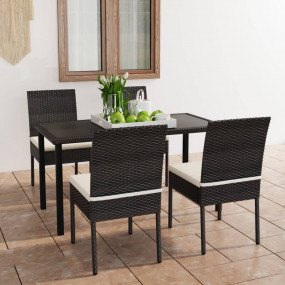 Dining Set Black Poly rattan Durable Dining Set Rectang...