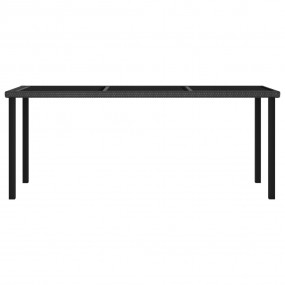 Dining Set Black Poly rattan, powder-coated steel, glas...