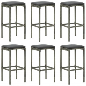 Garden Bar Set Grey PE rattan, powder-coated steel, pol...