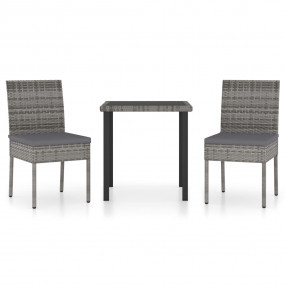 Dining Set Grey Poly rattan Small Durable Garden Dining...