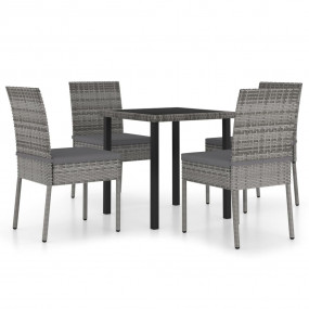 Dining Set Grey Poly rattan Medium Lightweight Dining S...