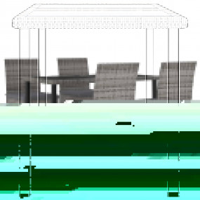 Dining Set Grey and Black Poly rattan, Powder-Coated St...