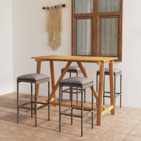Garden Bar Set Grey Solid acacia wood Medium Removable ...