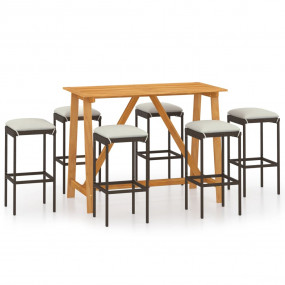 Garden Bar Set Brown Solid Acacia wood Large Durable