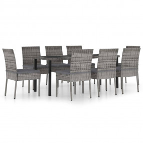 Dining Set Grey and Black Poly rattan Standard Seats Ma...