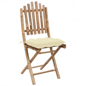 Garden Chair Set of 2 Natural Bamboo Bamboo, Polyester ...