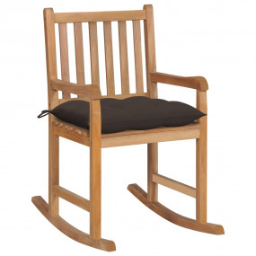 Rocking Chair Taupe, Natural Teak Fine Sanded Teak Hard...