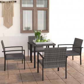Dining Set Grey Poly rattan 5 Piece Set Light Weight Di...
