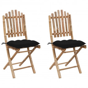 Patio Chair Set of 2 Natural wood Bamboo Standard Folda...