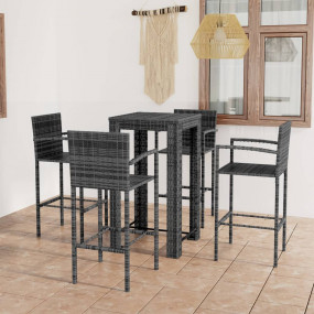 Garden Bar Set Grey PE rattan Standard Durable Outdoor ...