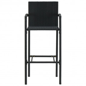 Garden Bar Set Black PE rattan, powder-coated steel Lar...