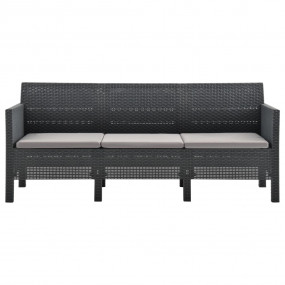 Garden Sofa Anthracite Polypropylene with rattan look S...