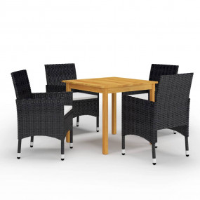 Garden Dining Set Chair: Black, Cushion: Cream White