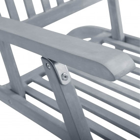 Deck Chair Grey Solid Acacia wood, Fabric (100% polyest...