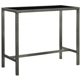 Garden Bar Set Grey PE Rattan, Steel, Tempered Glass La...