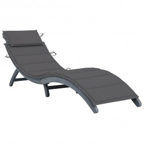 Sun Lounger Grey Solid acacia wood 74.8 x 23.6 x 20.1 i...
