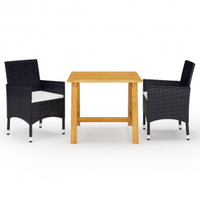 Desk Black Solid acacia wood Medium Durable Garden Dini...