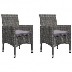 Dining Set Grey Solid Acacia Wood, PE Rattan, Powder-Co...