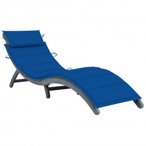Sun Lounger Grey Solid Acacia wood Large Foldable Sun L...