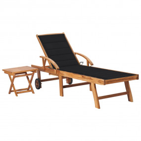 Sun Lounger Teak and black