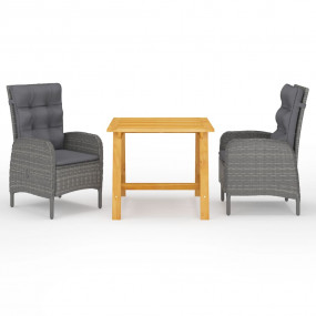 Dining Set Grey Solid Acacia Wood Dining Set Square Mod...