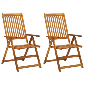 Garden Chair Set of 2 Red, Brown Solid Acacia Wood, 100...