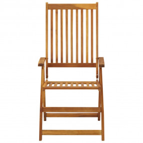 Garden Chair Set of 3 Acacia wood tone, Green cushions