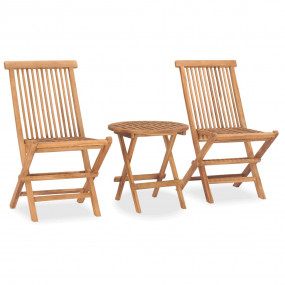 Patio Dining Set Set of 2 Teak Wood Natural