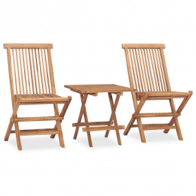 Outdoor Dining Set Teak Solid Teak Wood 3 Piece Set Fol...