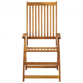 Patio Chair Set of 6 Natural Wood Solid Acacia Wood Sta...