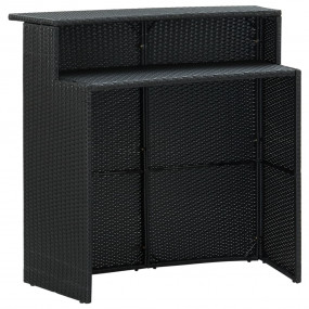 Garden Bar Set Black PE rattan, Powder-Coated Steel Med...