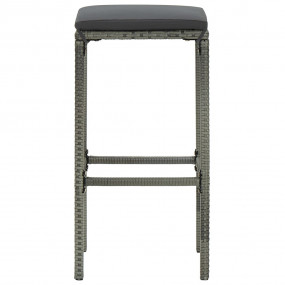 Garden Bar Set Gray PE rattan, powder-coated steel, fab...