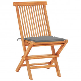 Bistro Set Grey Fine sanded teak hardwood Small Foldabl...