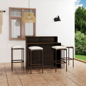 Garden Bar Set Brown PE Rattan, Powder-Coated Steel, 10...