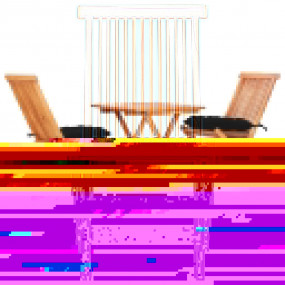 Bistro Set Set of 3 Natural Teak Solid Teak Wood and Po...
