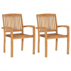 Garden Chair Set of 2 Beige, Natural Wood