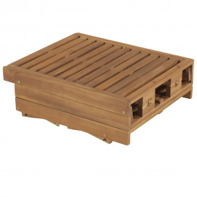 Sun Lounger Red cushion Solid Acacia wood Normal Foldab...