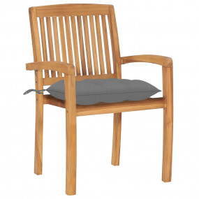 Garden Chair Set of 2 Teak Teak wood Standard Stackable