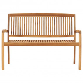 Garden Bench Teak 2-seater Stackable Durable Wooden Ben...