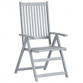 Garden Chair Set of 6 Grey Solid Acacia Wood Standard F...
