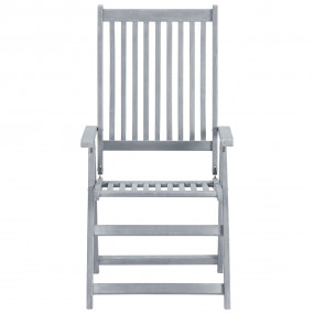 Patio Chair Set of 6 Gray, Green Solid Acacia Wood, 100...