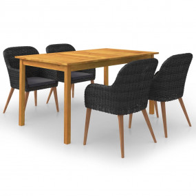 Dining Set Black and Dark Grey