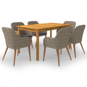 Dining Set Brown Solid acacia wood Standard Removable C...